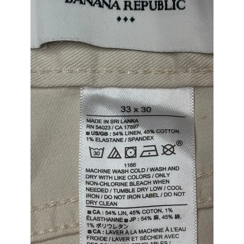 NWT Banana Republic Mens 33x30 Linen Blend Slim Fit 5-Pocket Pant Cream